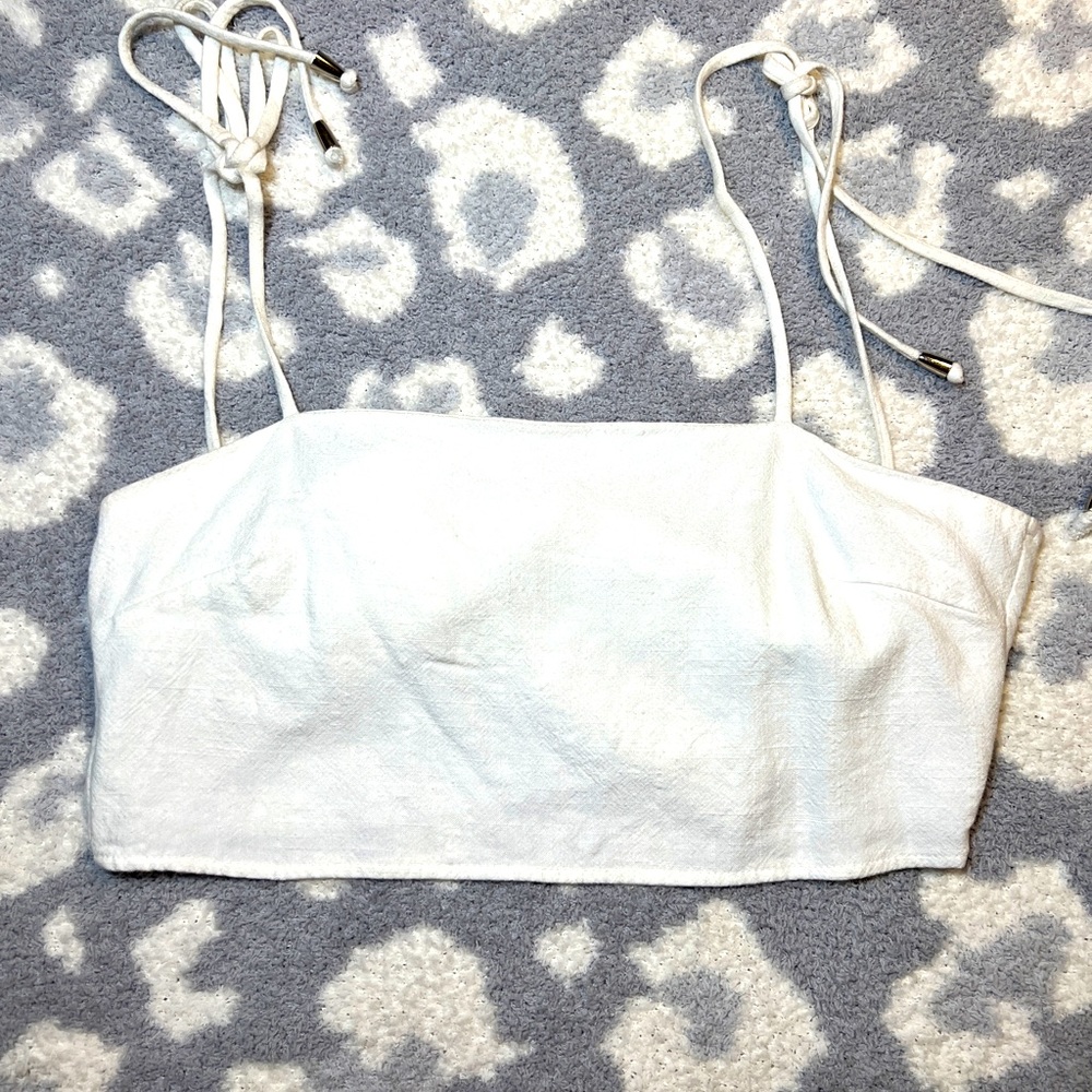 White Crop Top. Tie Back